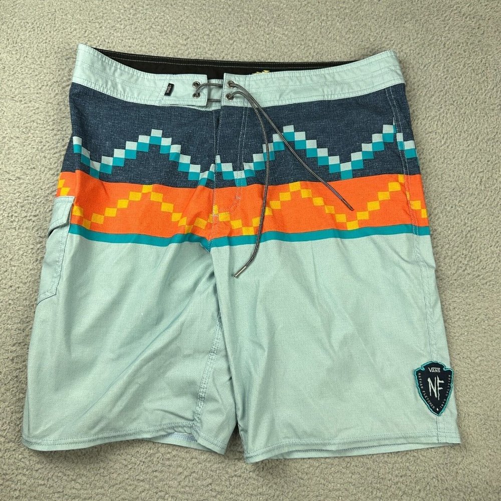 Vans Nathan Fletcher Board Shorts‎ Multi Color Swim Suit Men's Size 36 Used